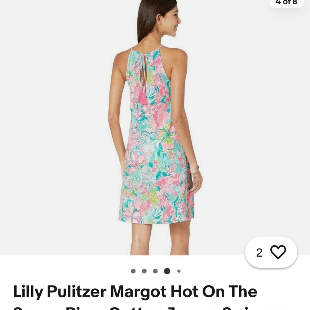 Lilly Pulitzer Pink & Aqua Floral Tie-Back Midi Dress